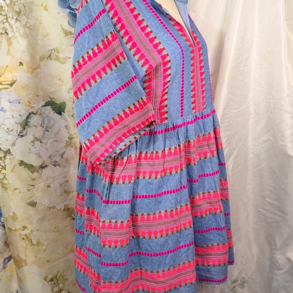 THML Pink and Blue Striped Mini Dress - Picture 3 of 14
